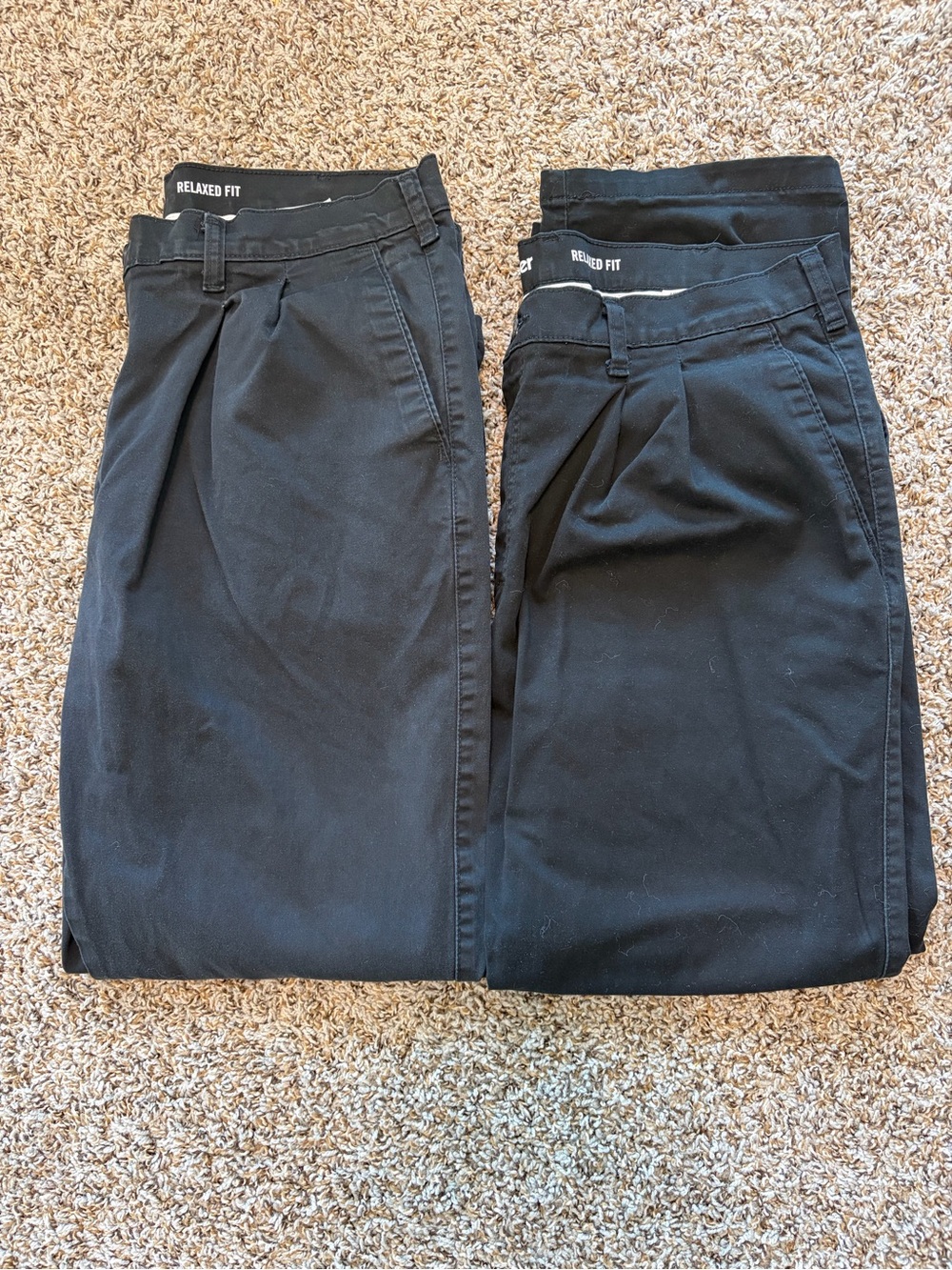Lot of 2 Wrangler Men's Relaxed Fit Khakis Beige Pleated Pants 36X30
